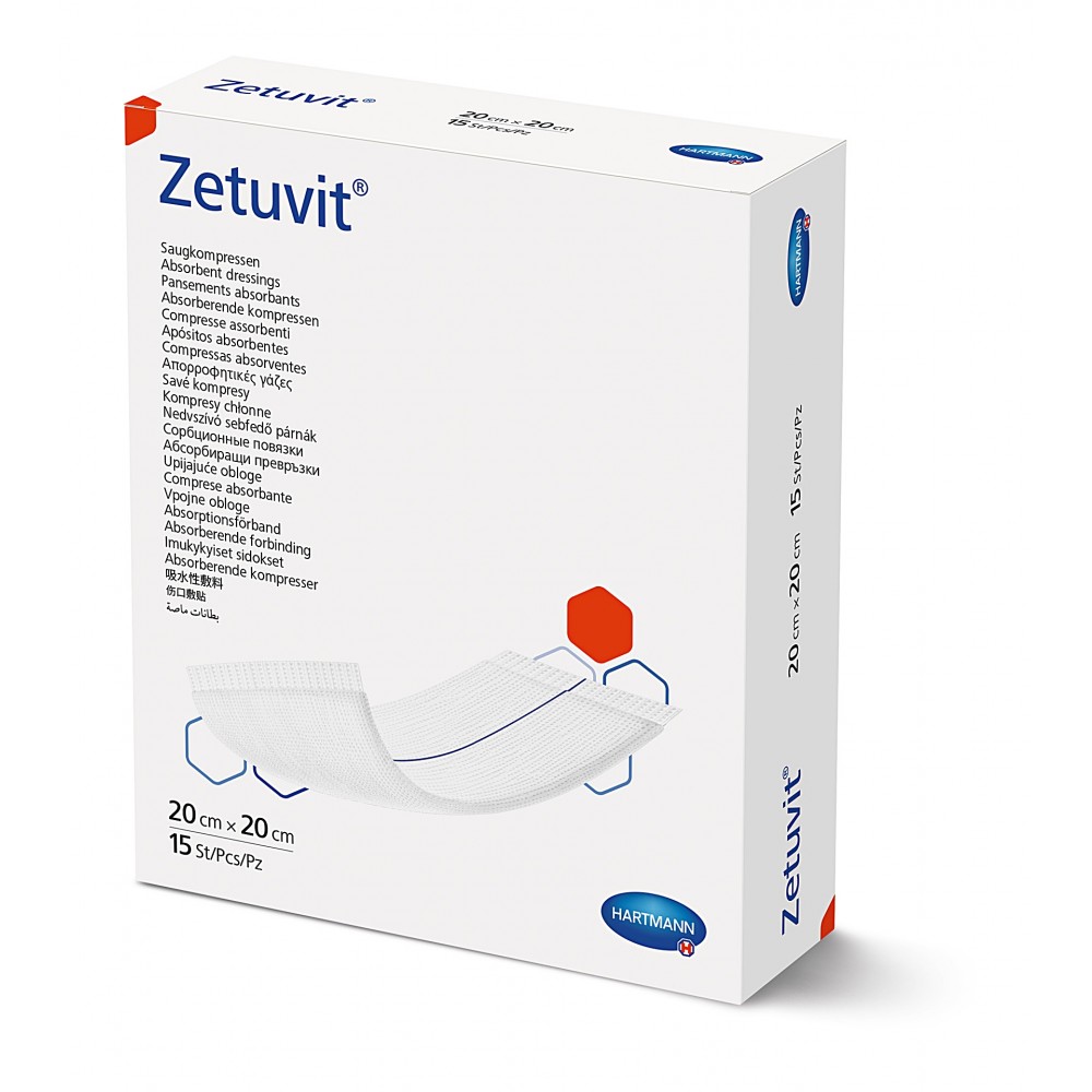 Zetuvit® Sterile Αποστειρωμένα Απορροφητικά Επιθέματα Γάζας. 20x20cm. 15 Τεμάχια. 4137039.