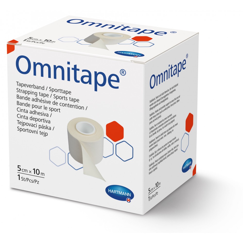 Omnitape® Αυτοκόλλητη Ταινία Ισχυρής Στερέωσης για Επαγγελματική Επίδεση. 10m x 5cm. Λευκή. 1Τεμάχιο. 5000603. 