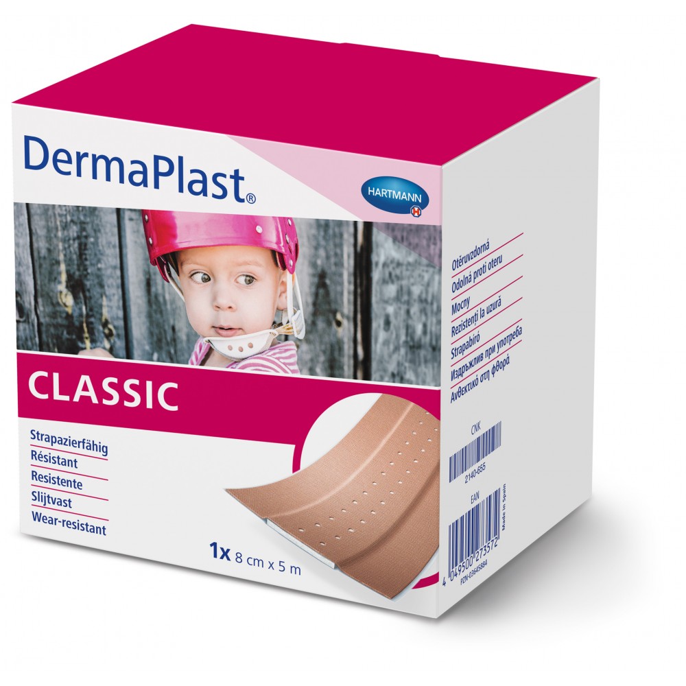 DermaPlast® Classic Αυτοκόλλητο Επίθεμα Μικροτραυμάτων σε Ταινία. 5m x 8cm. 1Τεμάχιο. 5350712. 