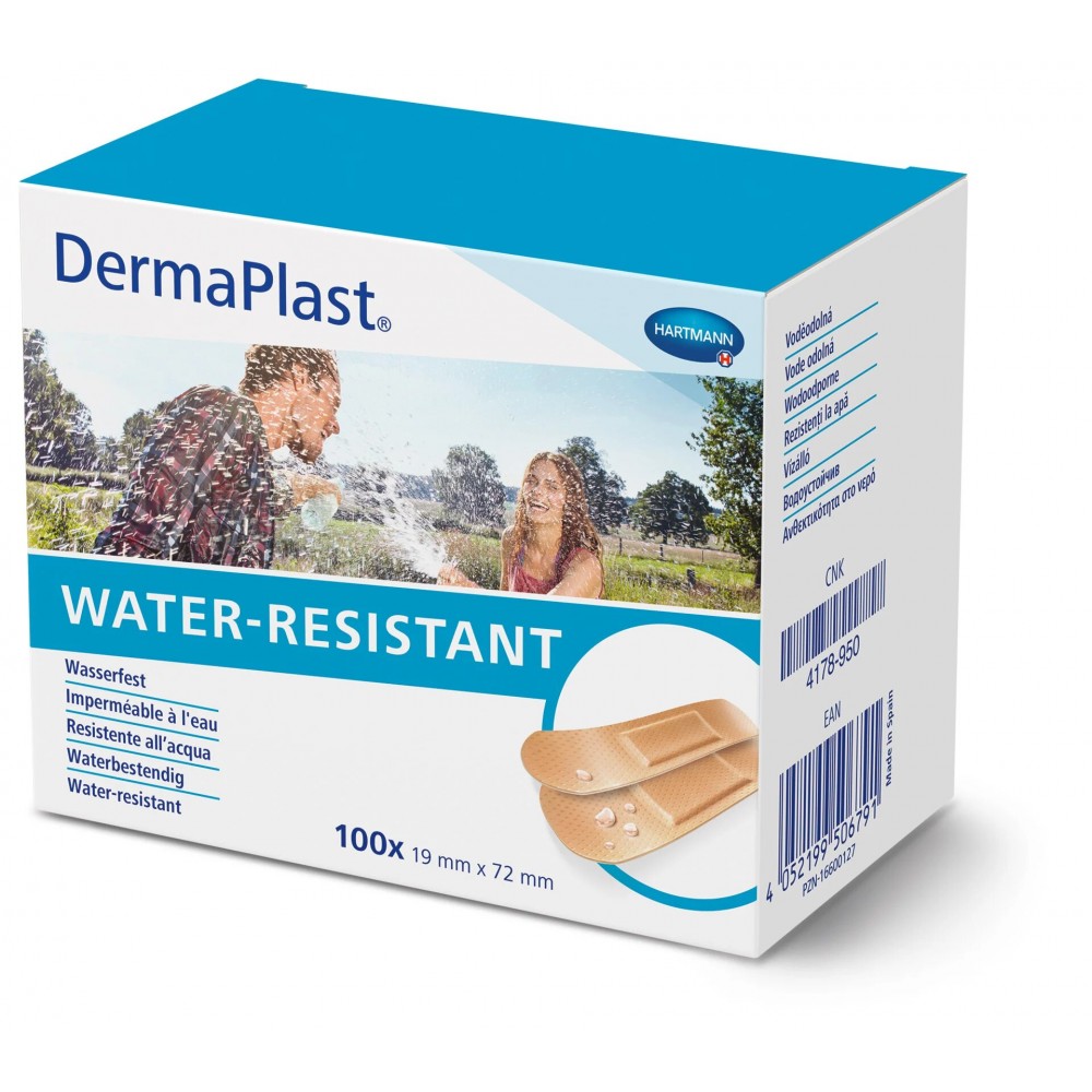 DermaPlast® Universal Αδιάβροχο Αυτοκόλλητο Επίθεμα Μικροτραυμάτων για Ευαίσθητο Δέρμα. 19mm x 72mm. 100 Τεμάχια. 5351512. 