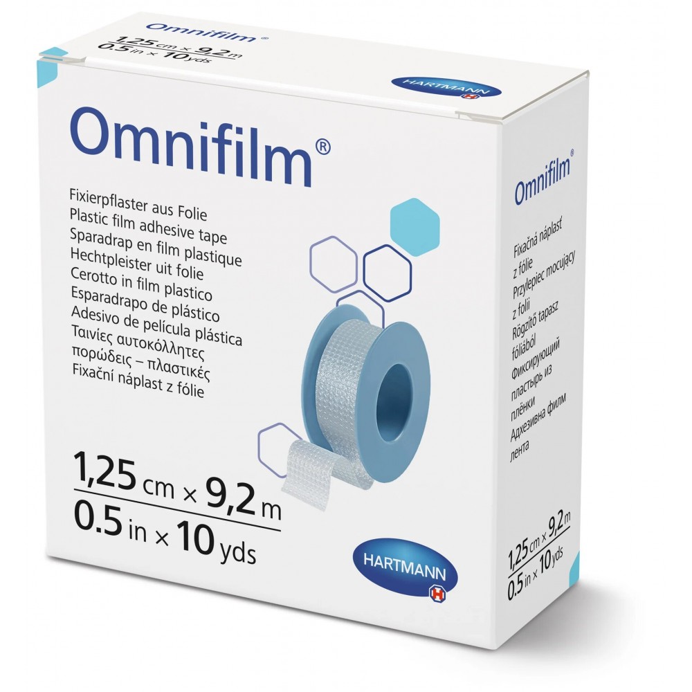 Omnifilm® Αυτοκόλλητη Ταινία Στερέωσης από Πορώδη Διαφανή Μεμβράνη. 9,2m x 1,25cm. 1Τεμάχιο. 9004212. 