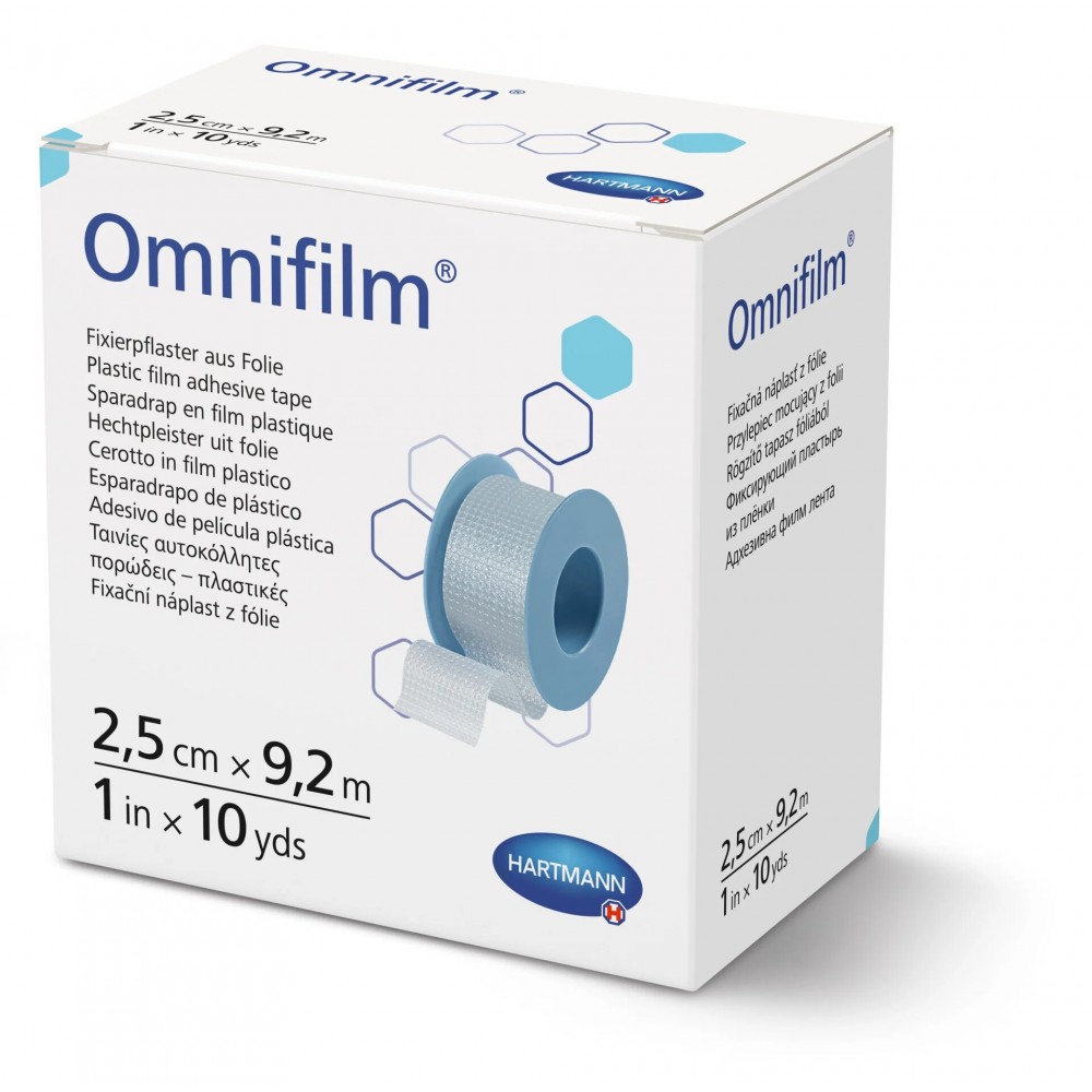 Omnifilm® Αυτοκόλλητη Ταινία Στερέωσης από Πορώδη Διαφανή Μεμβράνη. 9,2m x 2,5cm. 1Τεμάχιο. 9004222. 