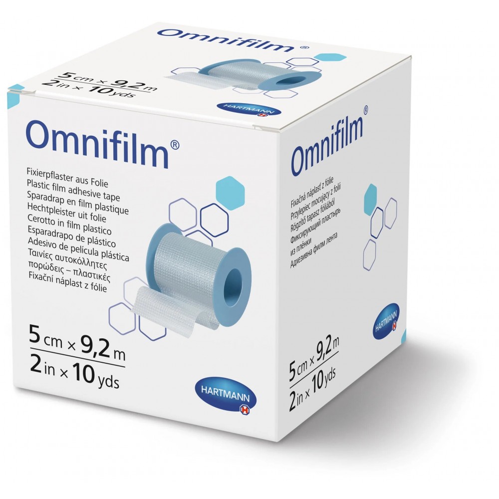 Omnifilm® Αυτοκόλλητη Ταινία Στερέωσης από Πορώδη Διαφανή Μεμβράνη. 9,2m x 5cm. 1Τεμάχιο. 9004232.