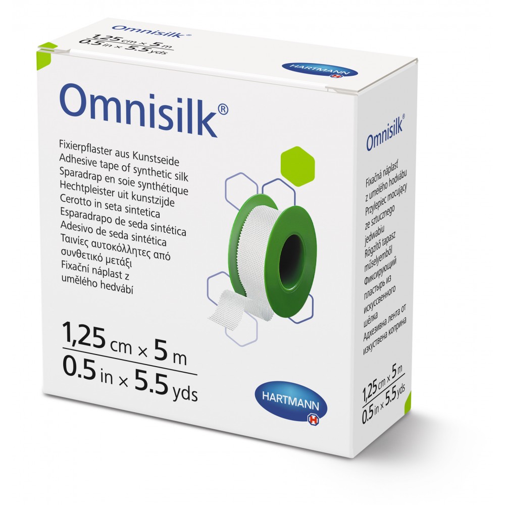 Omnisilk® Αυτοκόλλητη Ταινία Στερέωσης Γενικής Χρήσης. Λευκό Συνθετικό Μετάξι σε Καρούλι. 5m x 1,25cm. 1Τεμάχιο. 9004302. 