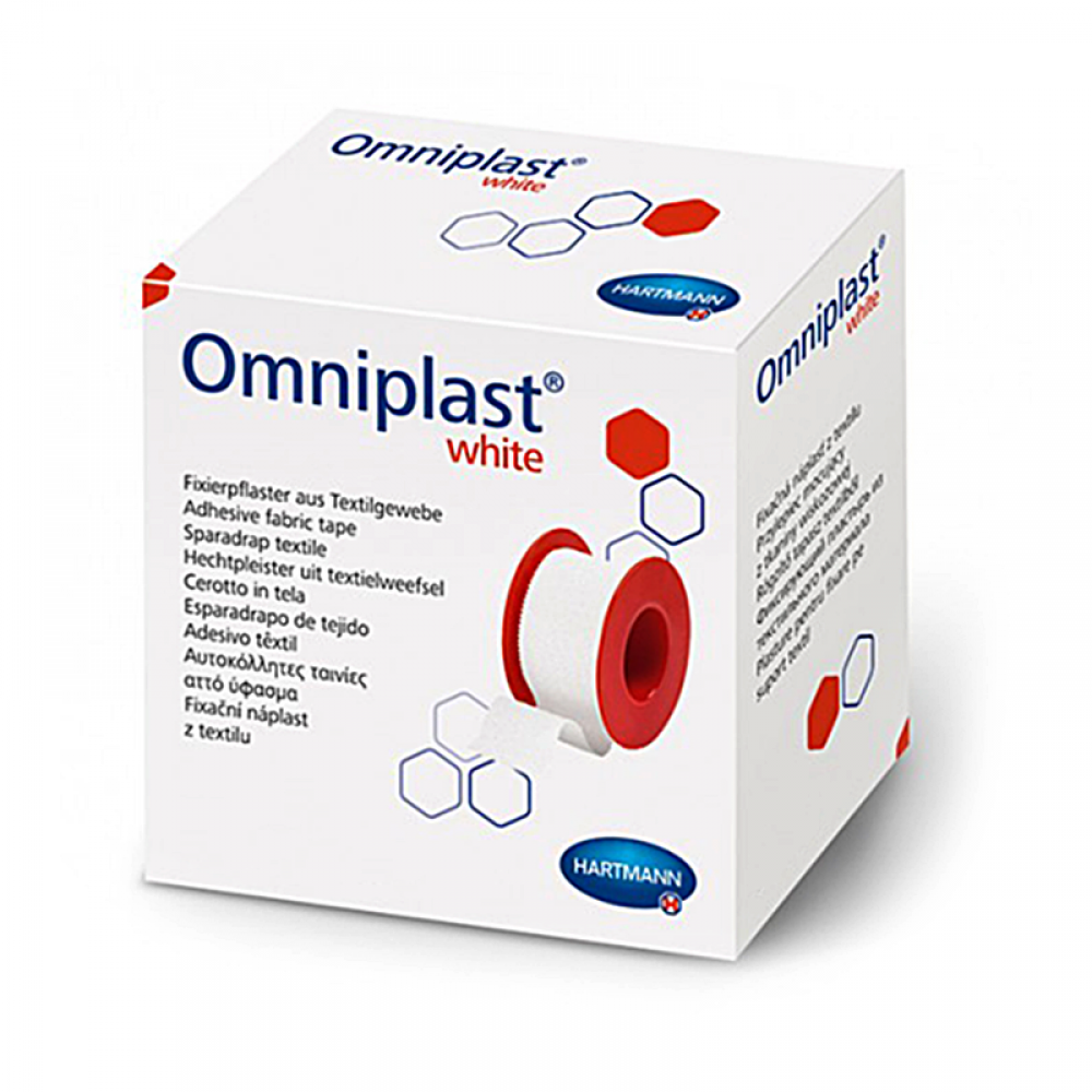 Omniplast® Αυτοκόλλητη Ταινία Στερέωσης Γενικής Χρήσης Υφασμάτινη σε Καρούλι. 5m x 1,25cm.  Λευκή. 1Τεμάχιο. 9004443. 