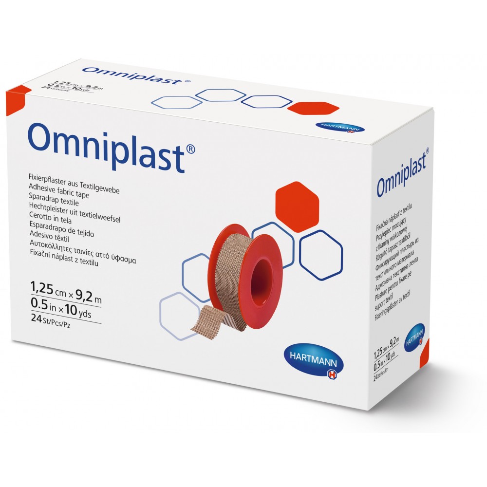 Omniplast® Αυτοκόλλητη Ταινία Στερέωσης Γενικής Χρήσης Υφασμάτινη σε Καρούλι. 9,2m x 1,25cm. Μπεζ. 24Τεμάχια. 9004522. 