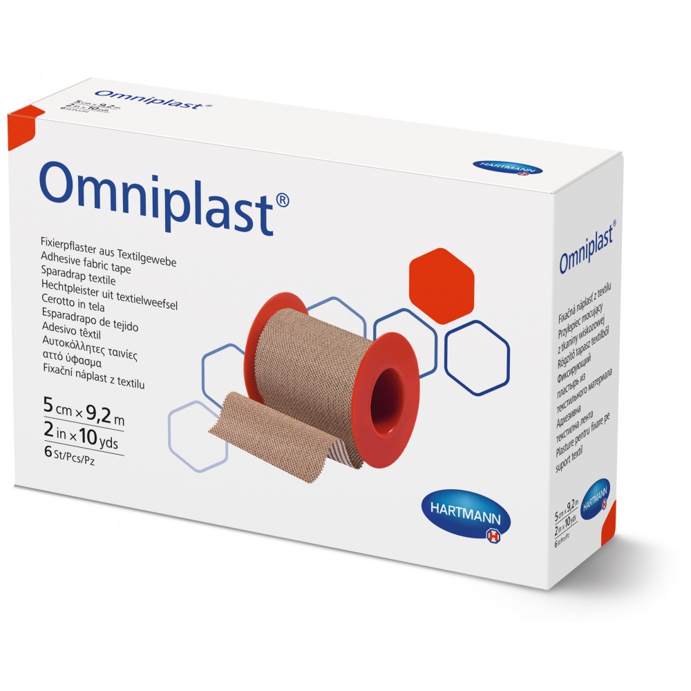 Omniplast® Αυτοκόλλητη Ταινία Στερέωσης Γενικής Χρήσης Υφασμάτινη σε Καρούλι. 9,2m x 5cm. Μπεζ. 6Τεμάχια. 9004542.