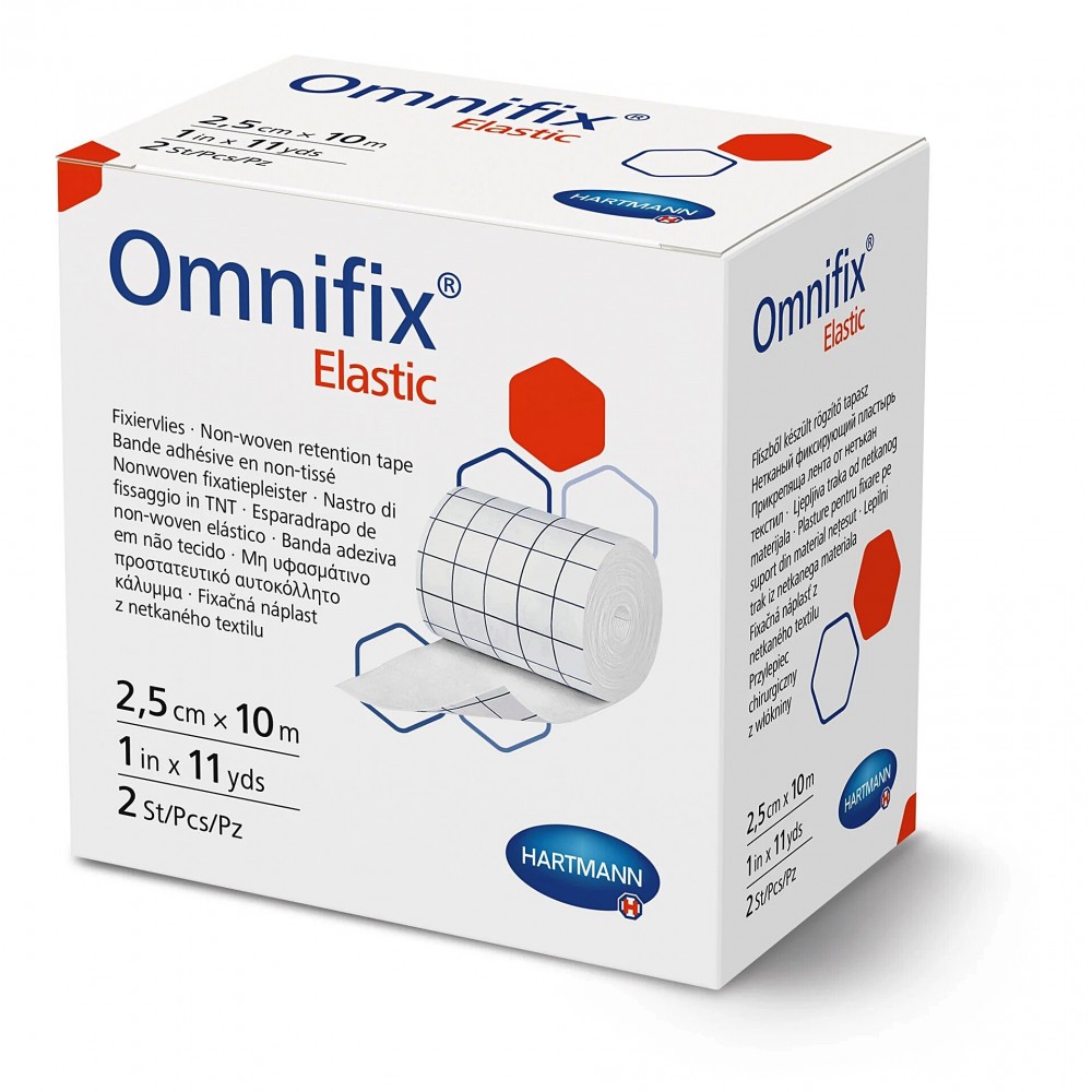 Omnifix® Elastic Αυτοκόλλητη Ταινία Στερέωσης-Προστασίας Επιδέσμων. 10m x 2,5cm. Λευκό. 2Τεμάχια. 9006063. 