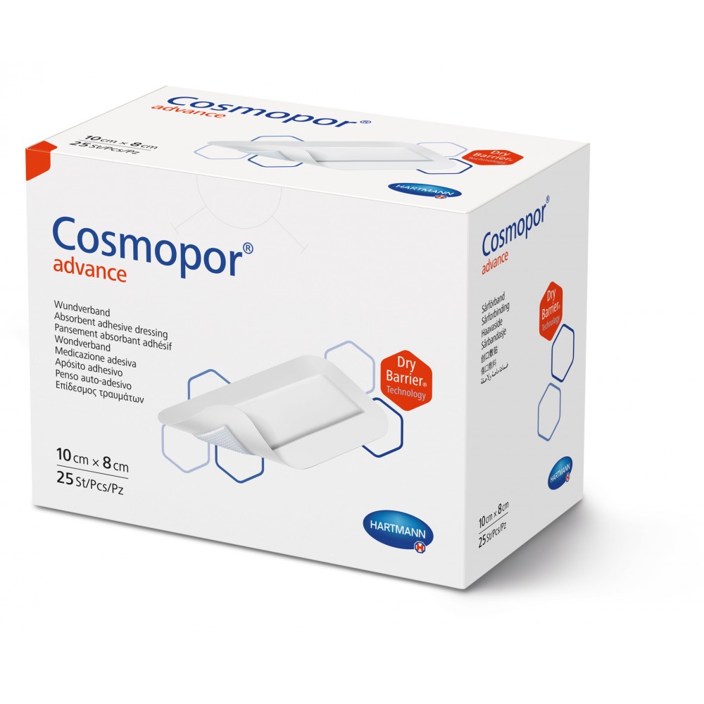 Cosmopor® Advance Αυτοκόλλητο Επίθεμα Τραυμάτων με Υπεραπορροφητικό Πυρήνα. 10x8cm. 25Τεμάχια. 9010131.