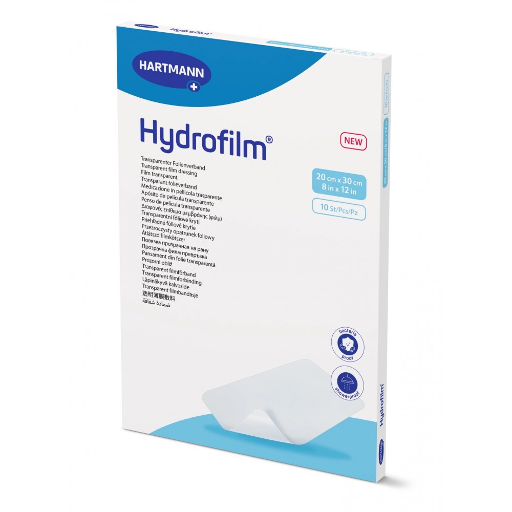 Hydrofilm® Αυτοκόλλητο Επίθεμα Διάφανης Μεμβράνης για Προστασία Τραύματος. 20x30cm. 10Τεμάχια. 9700100.