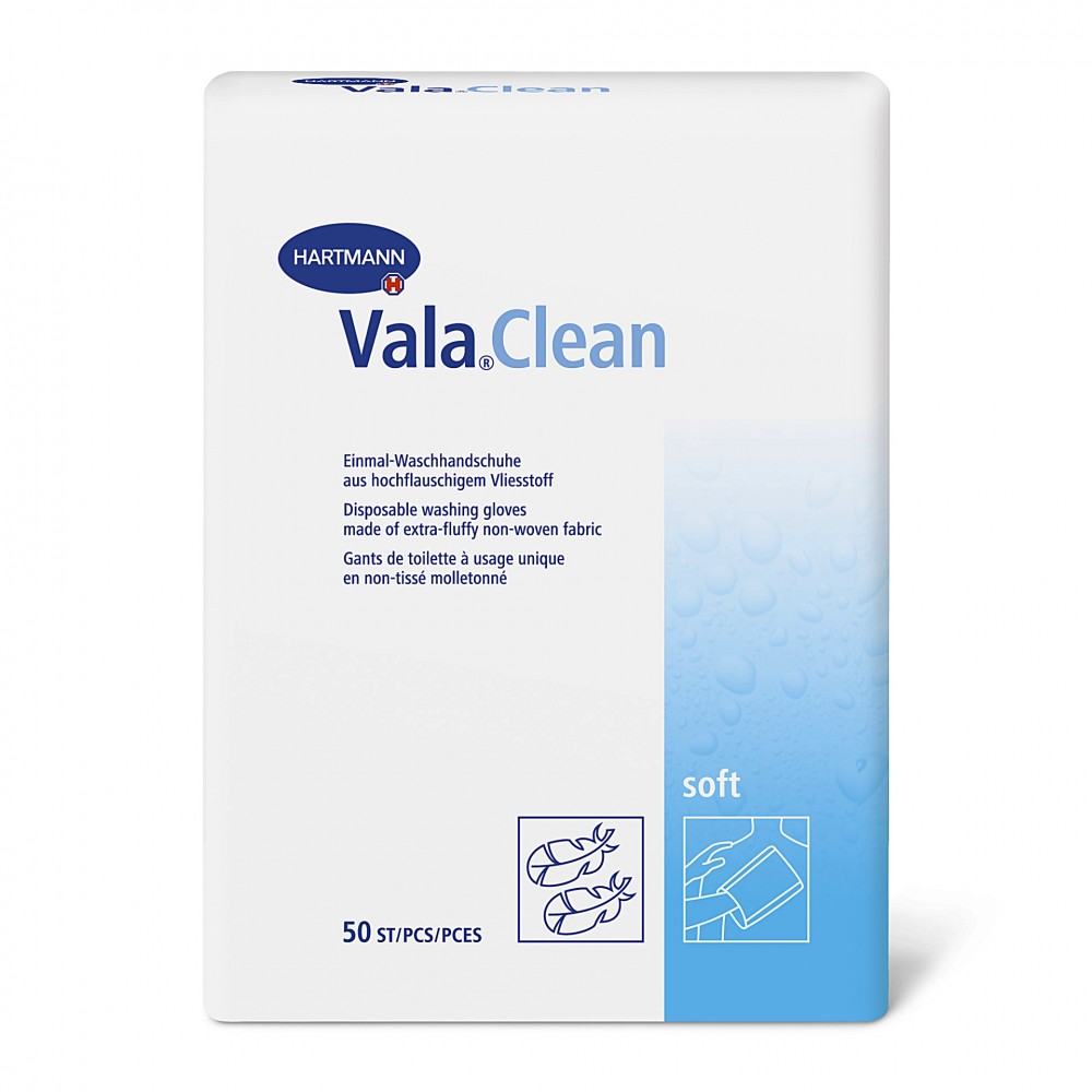 Απαλά Γάντια Λουτρού Μίας Χρήσης Vala® Clean Soft. 23x15,5 cm. 50 Τεμάχια. 9922425. 