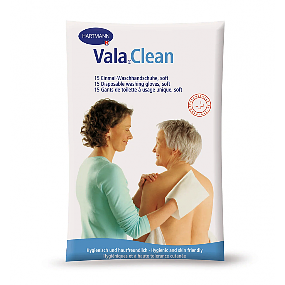 Απαλά Γάντια Λουτρού Μίας Χρήσης Vala® Clean Soft. 23x15,5 cm. 15 Τεμάχια. 9922695. 