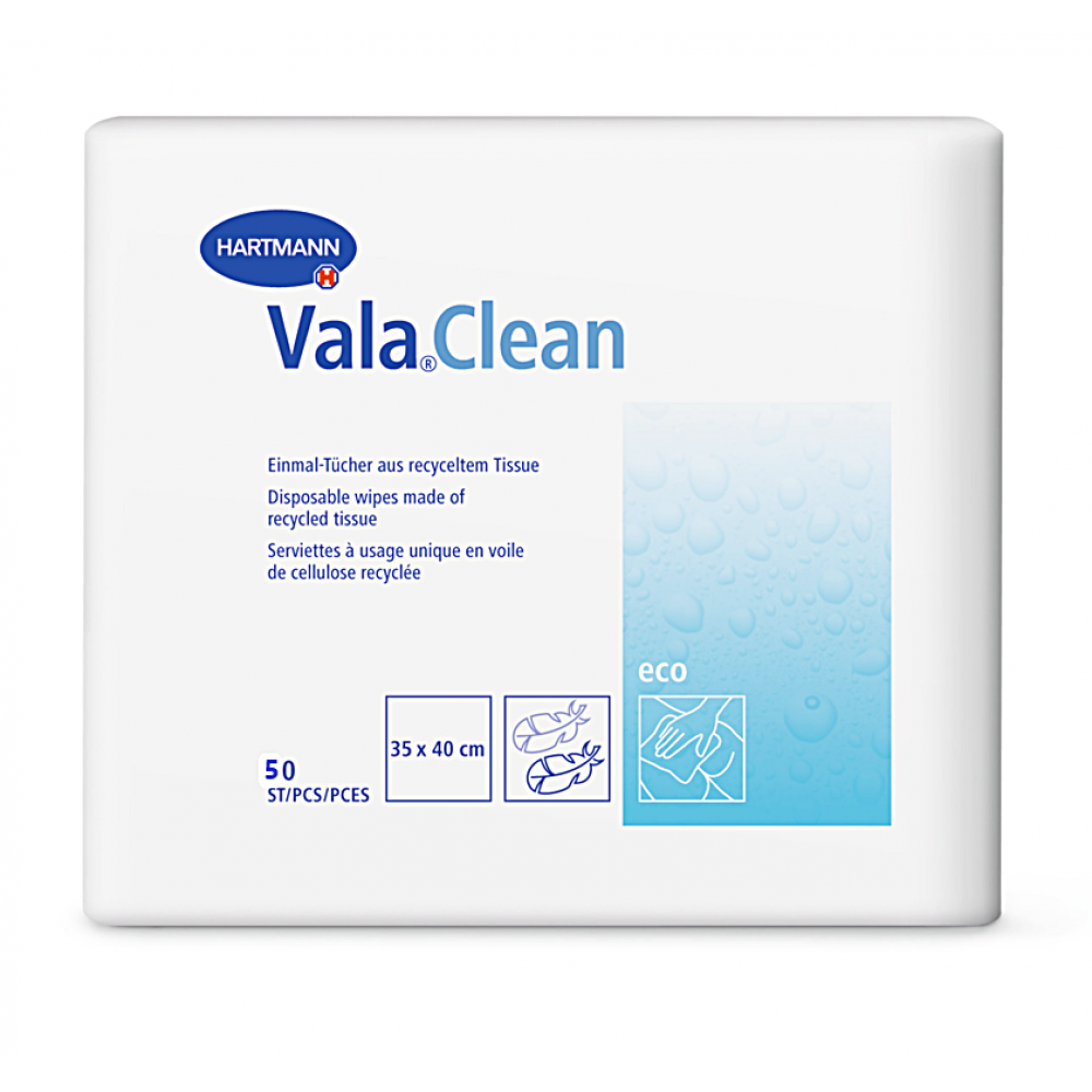 Vala® Clean Eco Πετσέτες Καθαρισμού 3Φύλλων Μίας Χρήσης για Ακράτεια. 35x40cm. 50 Tεμάχια. 9923391. 