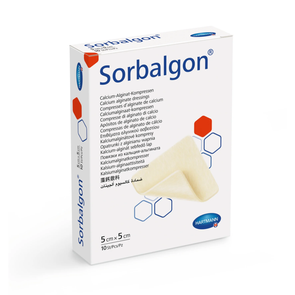 Sorbalgon® Eπίθεμα Αλγινικού Ασβεστίου για Επιπωματισμό-Tampon Τραύματος. 5x5cm. 10 Τεμάχια. 9990110.