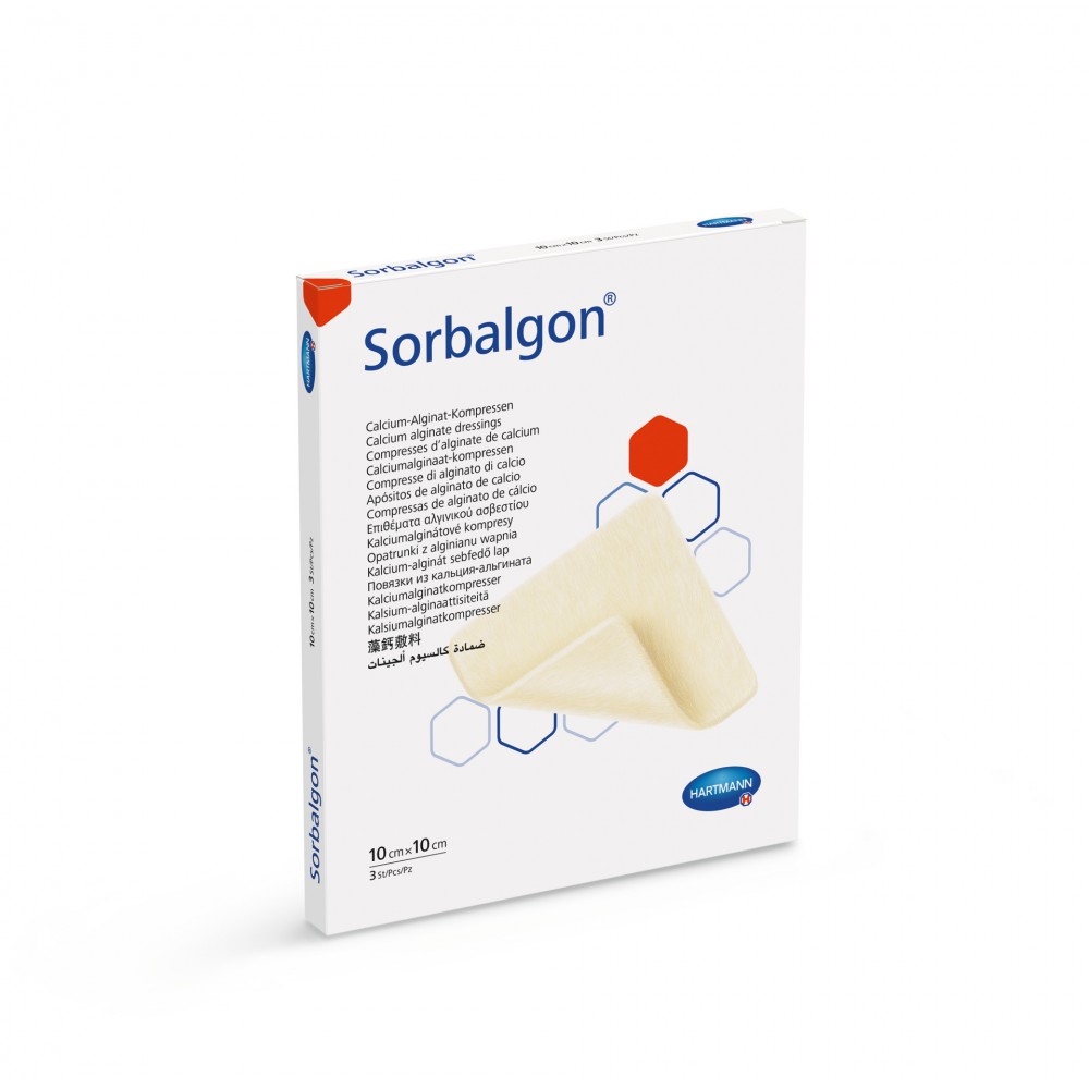 Sorbalgon® Eπίθεμα Αλγινικού Ασβεστίου για Επιπωματισμό-Tampon Τραύματος. 10x10cm. 3 Τεμάχια. 9990120.