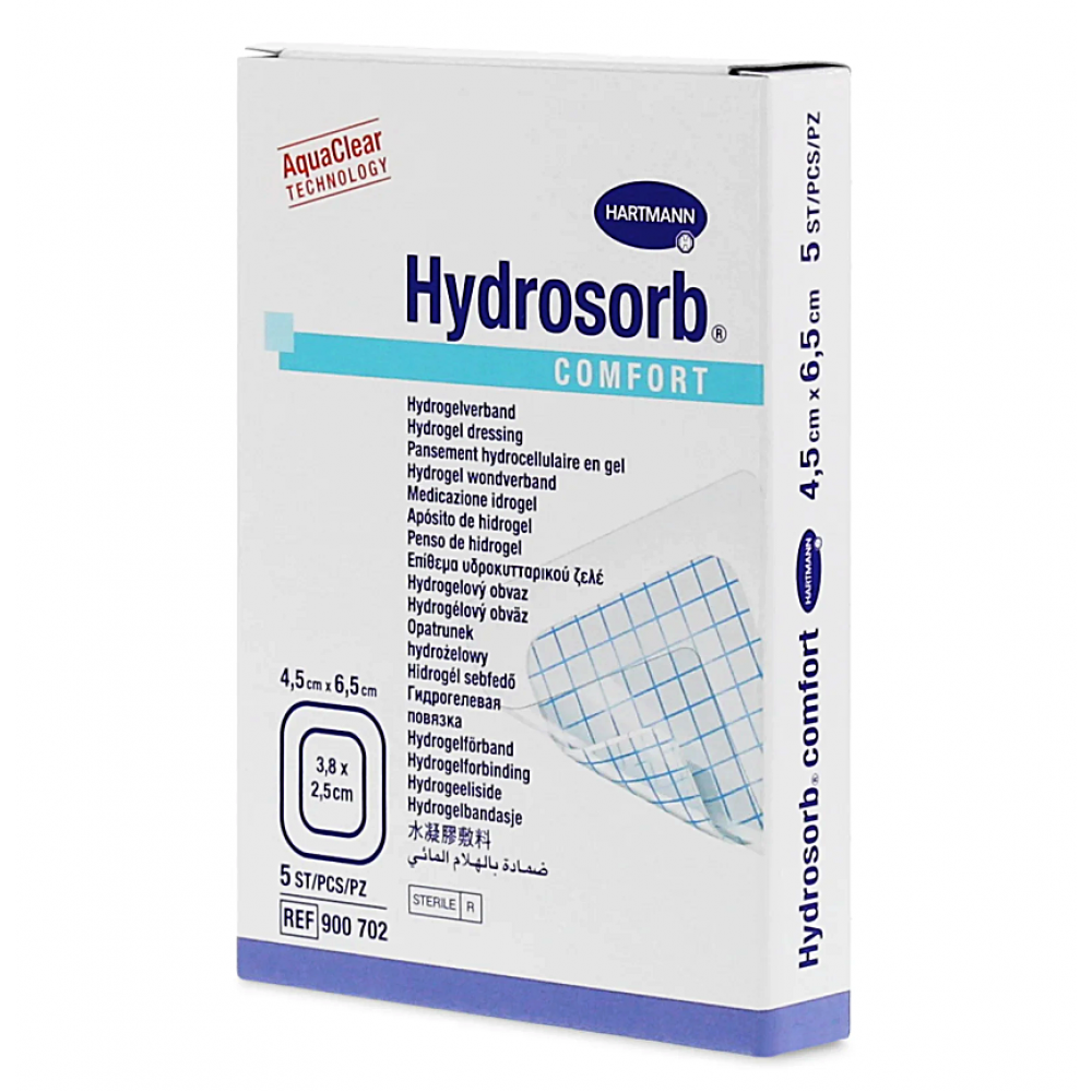 Hydrosorb® Comfort Διαφανές Αυτοκόλλητο Υδροκυταρικό Επίθεμα. 4,5x6,5cm. 5 Τεμάχια. 9007021.   