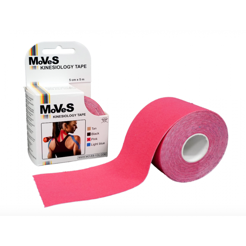 Επίδεσμος Κινησιοθεραπείας MoVeS Kinesiology Tape Ρολό 5cm x 5m. Ροζ.