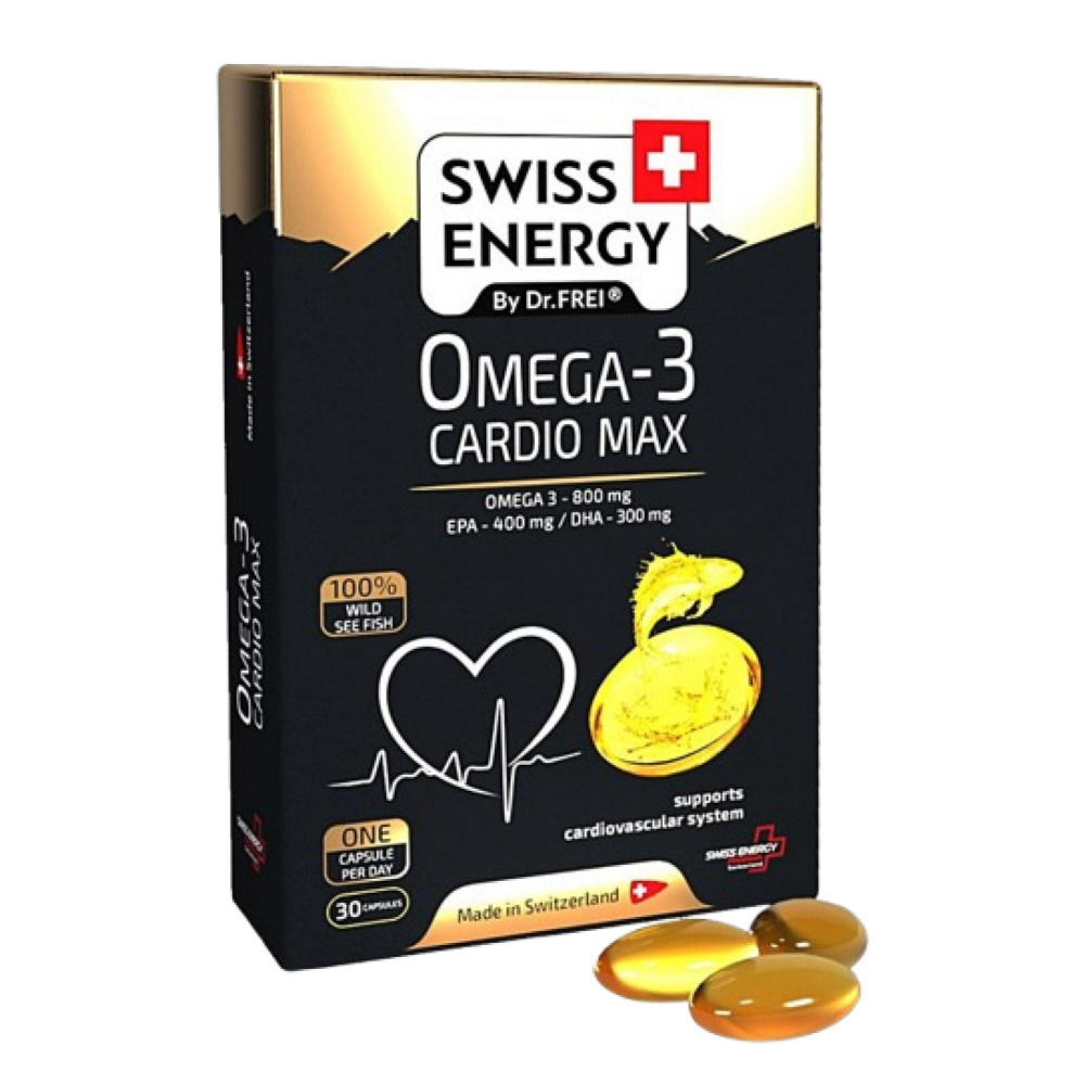 Ωμέγα 3 Cardio Max SWISS ENERGY. Διατροφικό Συμπλήρωμα Ωμέγα-3 Λιπαρών οξέων EPA & DHA. 30 Κάψουλες.