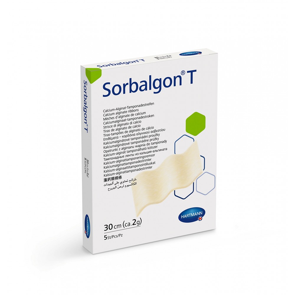 Sorbalgon® T Eπίθεμα-Κορδόνι Αλγινικού Ασβεστίου για Επιπωματισμό-Tampon Βαθιών Τραυμάτων. 30cm/2gr. 5 Τεμάχια. 9990170.