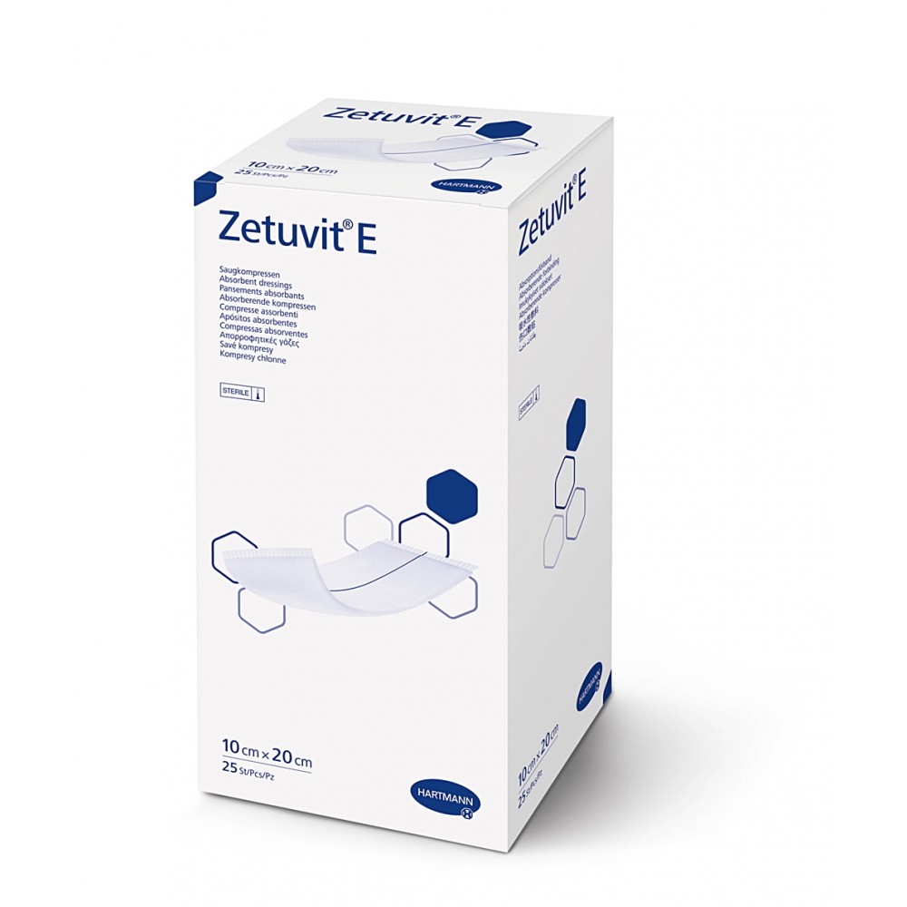 Zetuvit® E Sterile Απορροφητικά Αποστειρωμένα Επιθέματα Μιας Χρήσης. 10x20cm. 25 Τεμάχια. 4137714. 