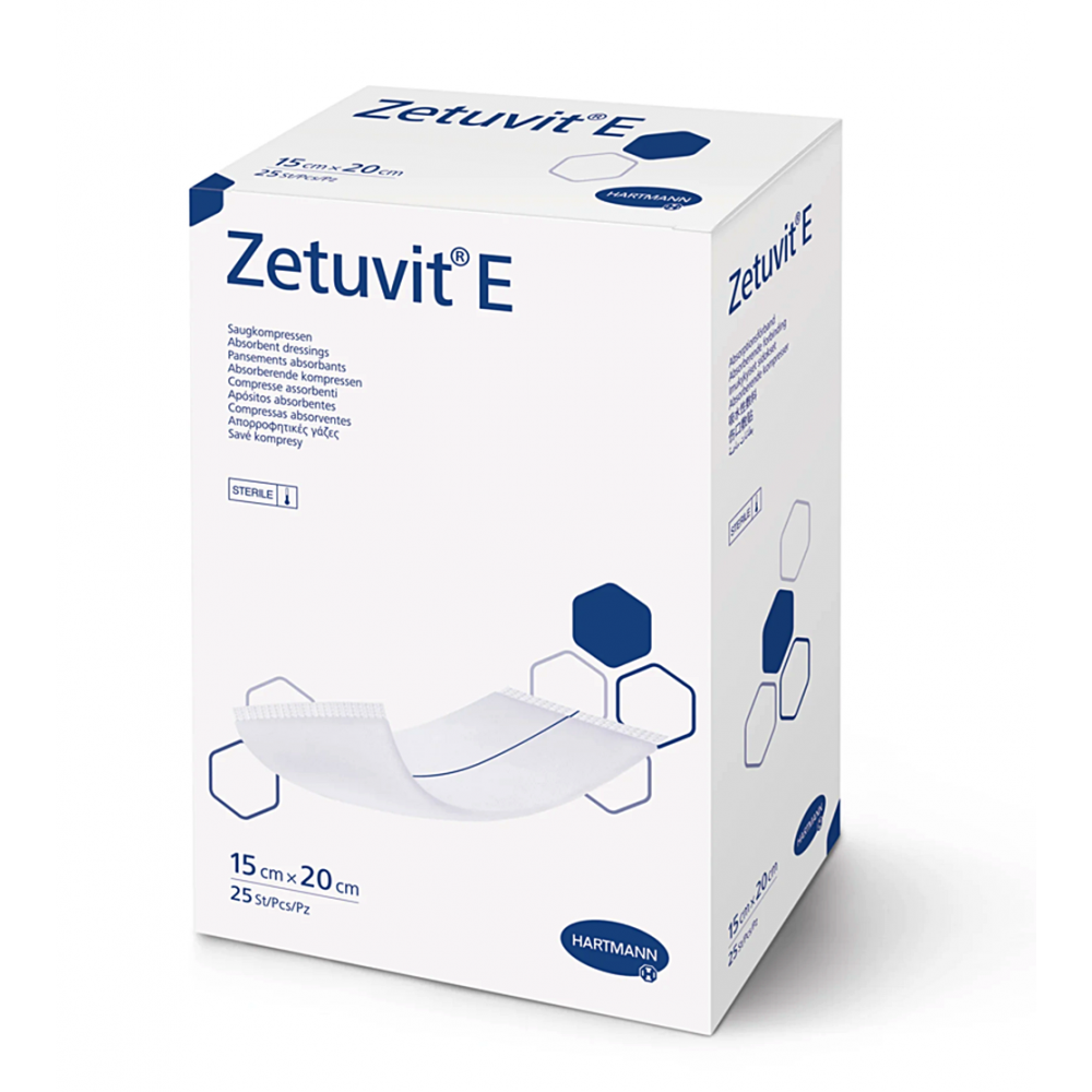 Zetuvit® E Sterile Απορροφητικά Αποστειρωμένα Επιθέματα Μιας Χρήσης. 15x20cm. 25 Τεμάχια. 4137723. 