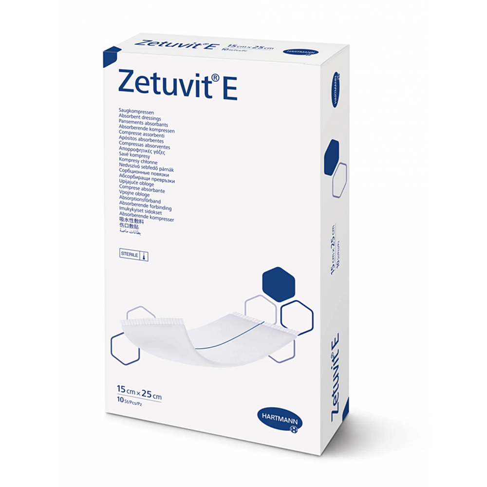 Zetuvit® E Sterile Απορροφητικά Αποστειρωμένα Επιθέματα Μιας Χρήσης. 15x25cm. 10 Τεμάχια. 4137734. 