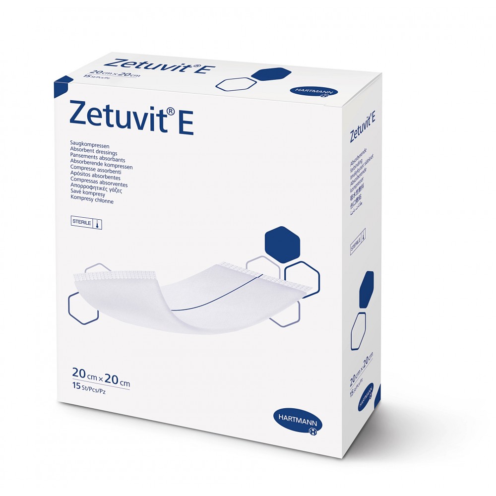 Zetuvit® E Sterile Απορροφητικά Αποστειρωμένα Επιθέματα Μιας Χρήσης. 20x20cm. 15 Τεμάχια. 4137744.