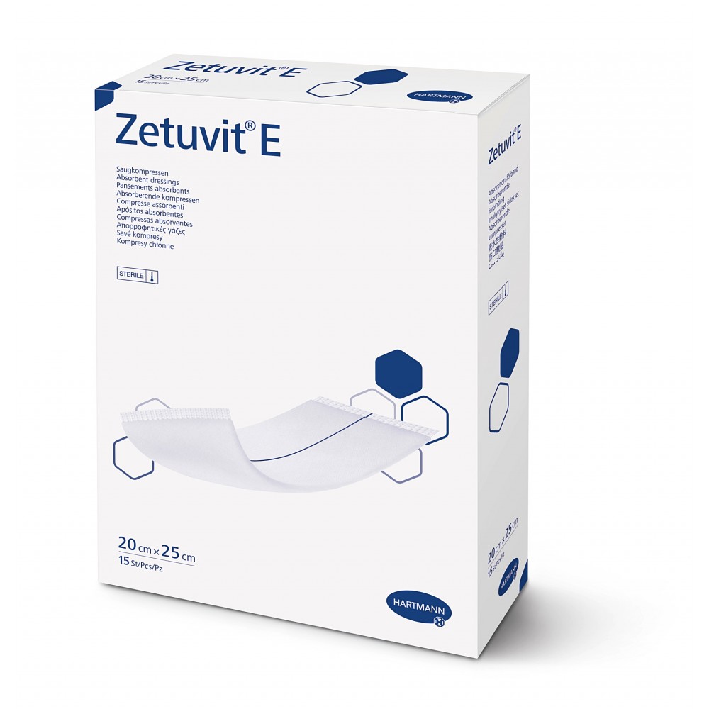 Zetuvit® E Sterile Απορροφητικά Αποστειρωμένα Επιθέματα Μιας Χρήσης. 20x25cm. 15 Τεμάχια. 4137754. 