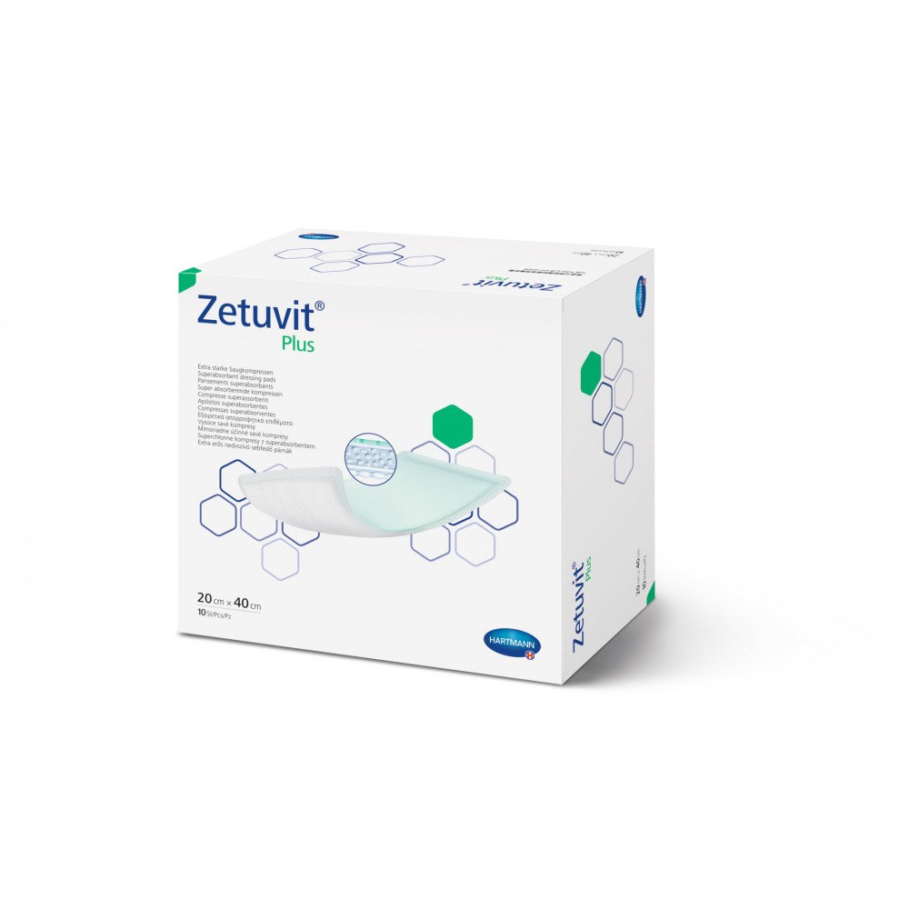 Zetuvit® Plus Αποστειρωμένο Επιθέμα Υπεραπορροφητικού Πυρήνα. 20x40cm. 10 Τεμάχια. 4137152. 