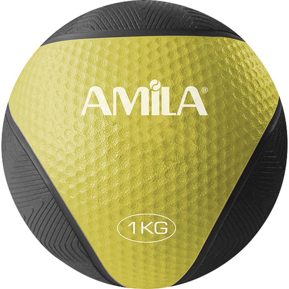 ΜΠΑΛΑ MEDICINE BALL 1KG ΚΙΤΡΙΝΟ/ΜΑΥΡΟ - AMILA