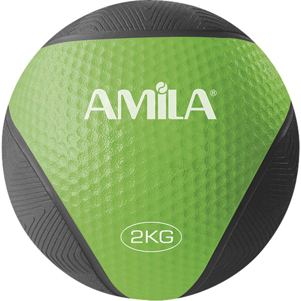 ΜΠΑΛΑ MEDICINE BALL 2KG ΠΡΑΣΙΝΟ/ΜΑΥΡΟ - AMILA